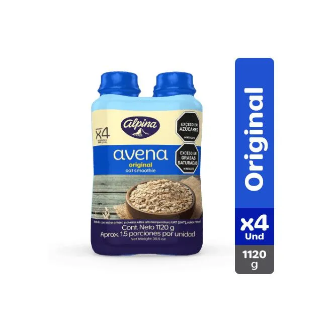 Multiempaque x4 Avena Alpina Original en botella de 280 g