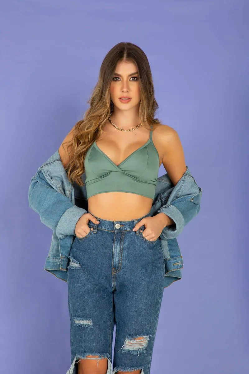 CROP TOP TIRAS Verde
