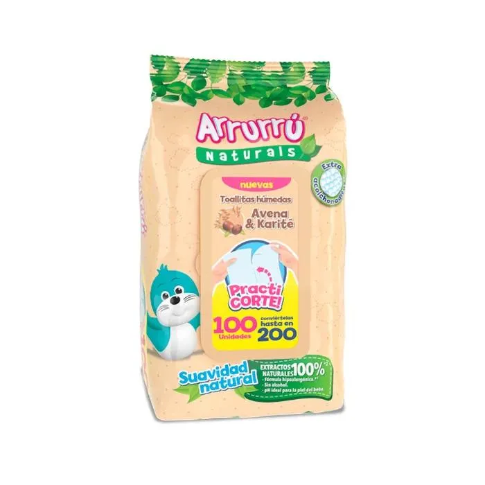 Toallitas Húmedas Arrurrú Avena & Karité Practi Corte x 100