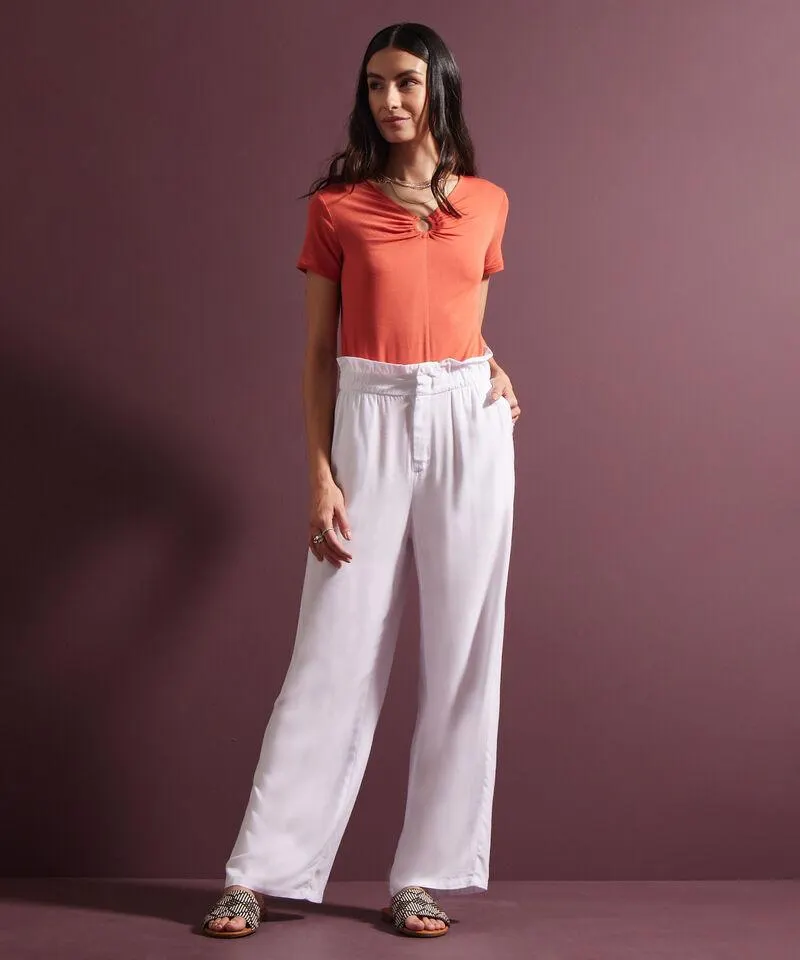 Pantalón Tipo Paper Bag Unicolor