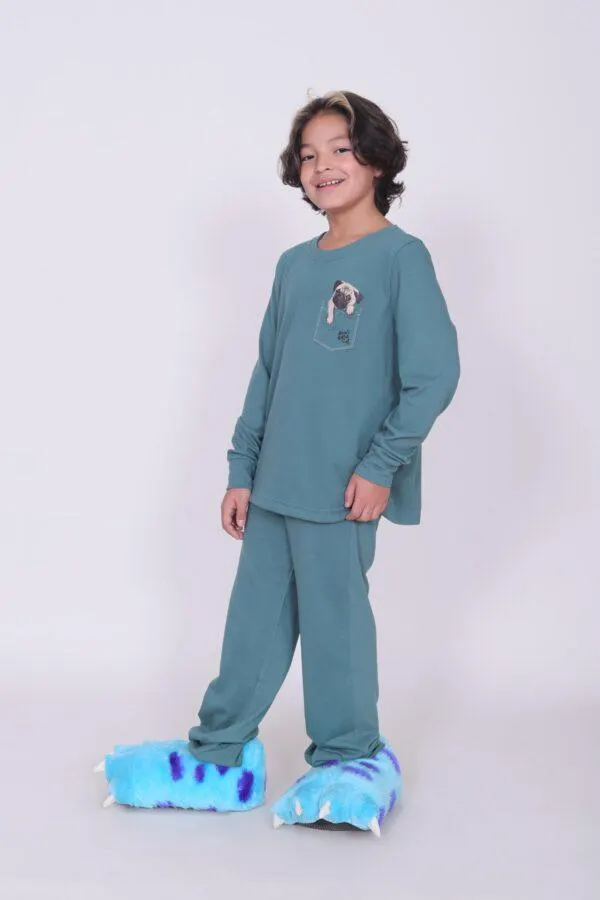 PIJAMA VERANO PUG VERDE JUNIOR M/L