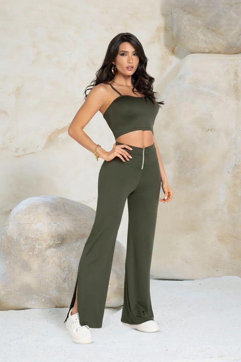 CONJUNTO X 2 CROP TOP-PANTALON Verde