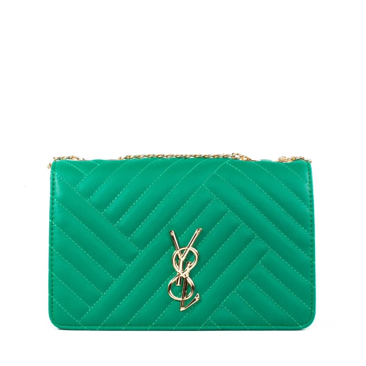 Bolso tipo bandolera color verde texturizado, para dama