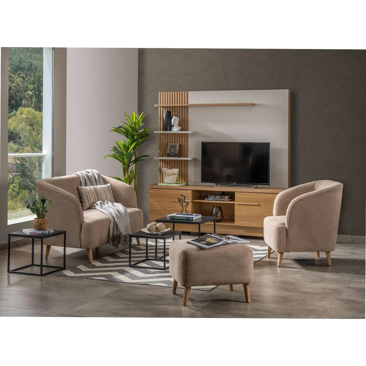 Juego de Sala Oslo Microfibra kazan Trigo, Naturall