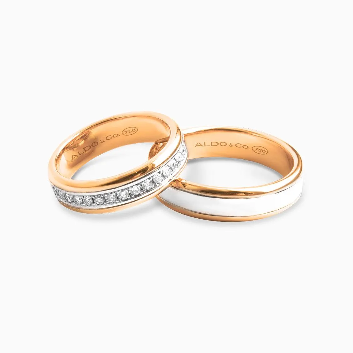 Alianzas en 2 oros de 18K con brillantes