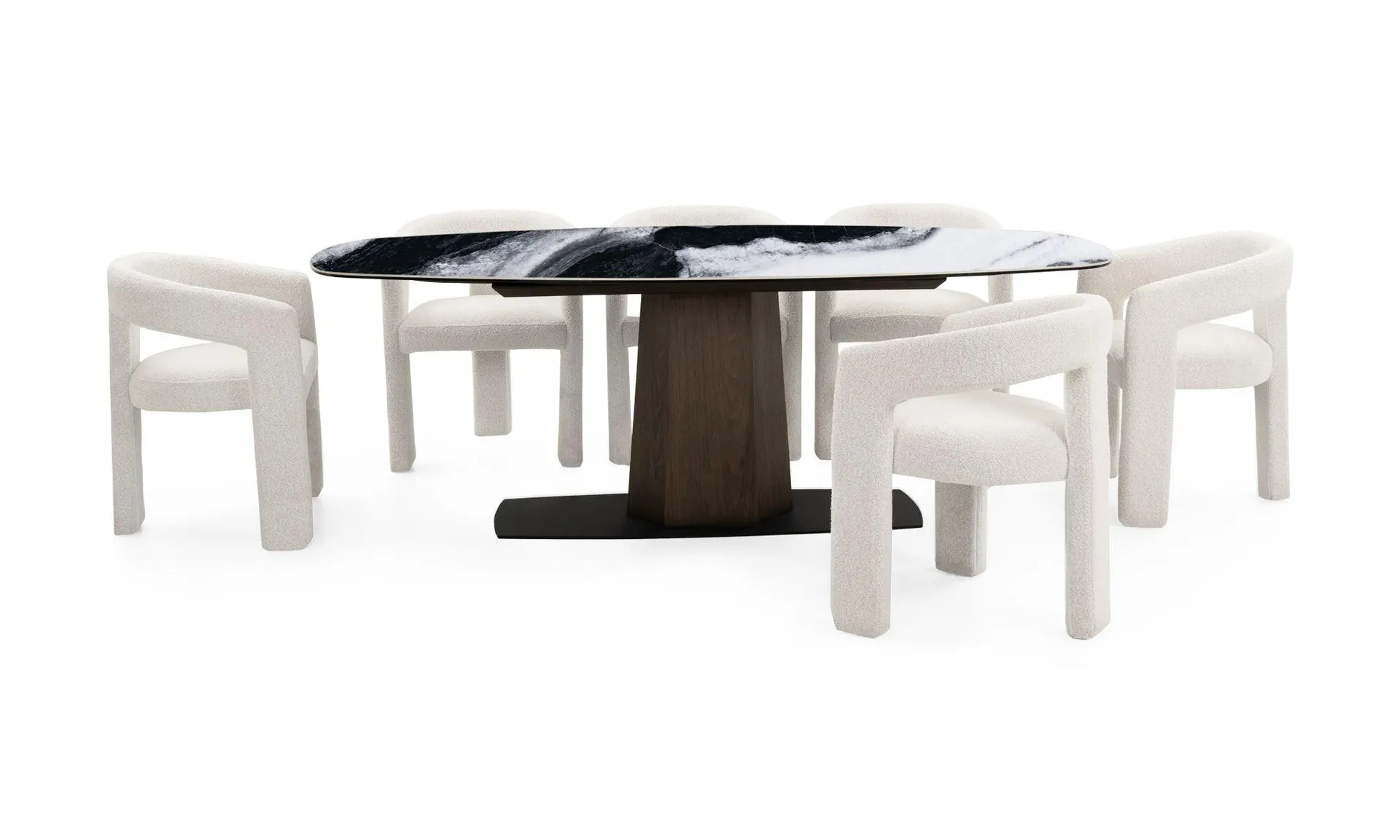 Mesa Comedor Niza Sinterizada + 8 Sillas Emma