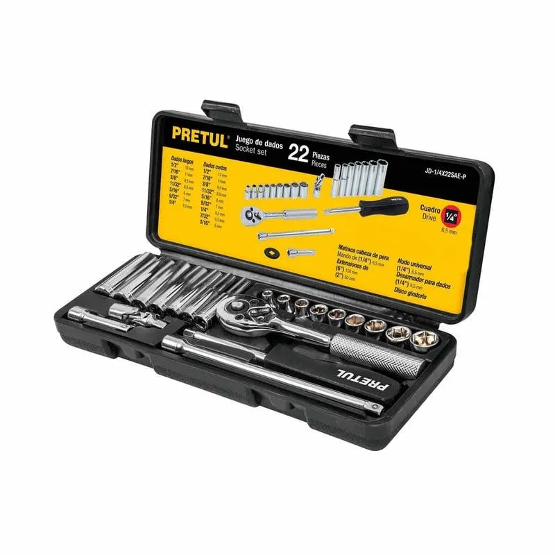 Juego de Copas en Pulgadas 22 Piezas Cuadrante Pretul