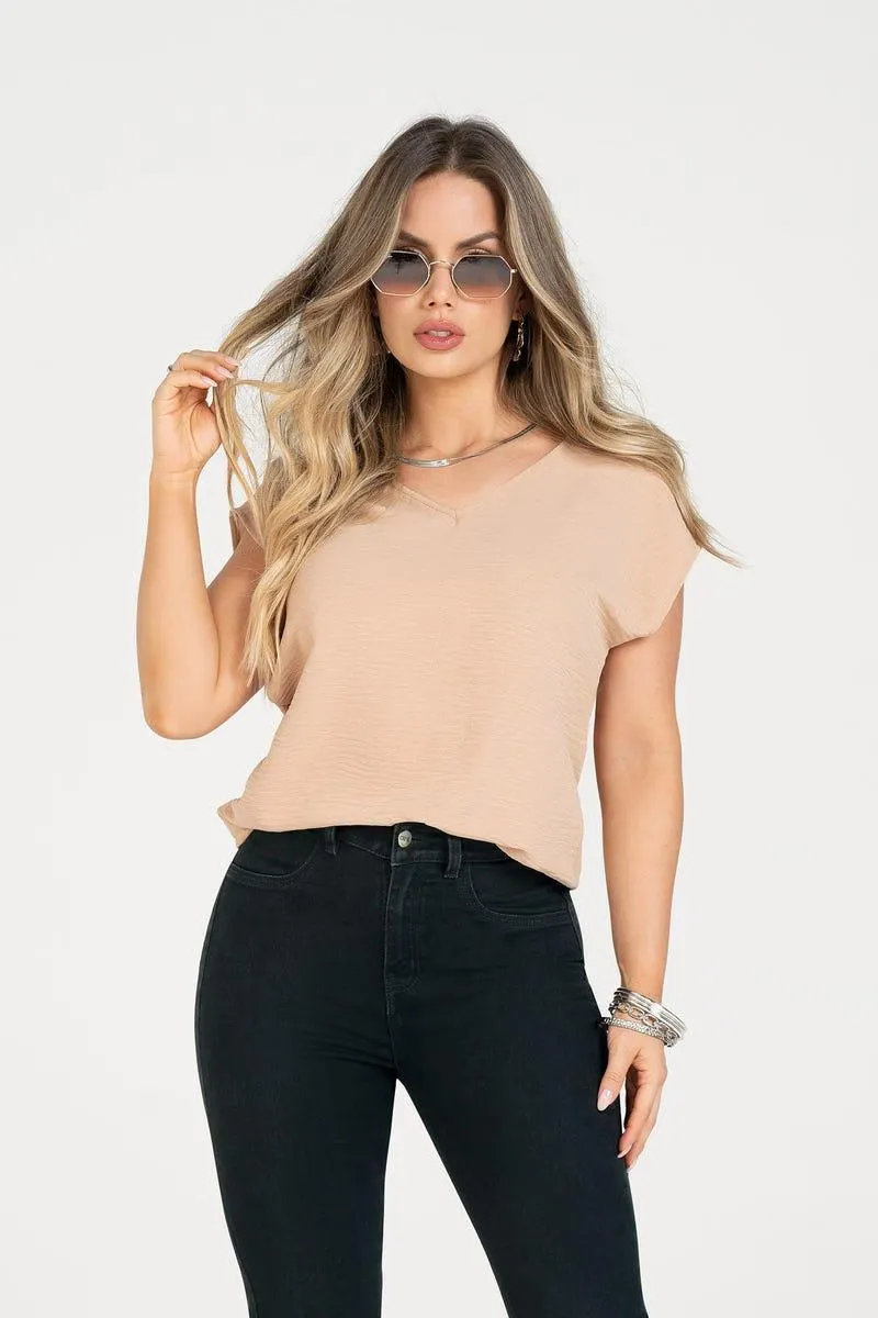 BLUSA MANGA CORTA marron