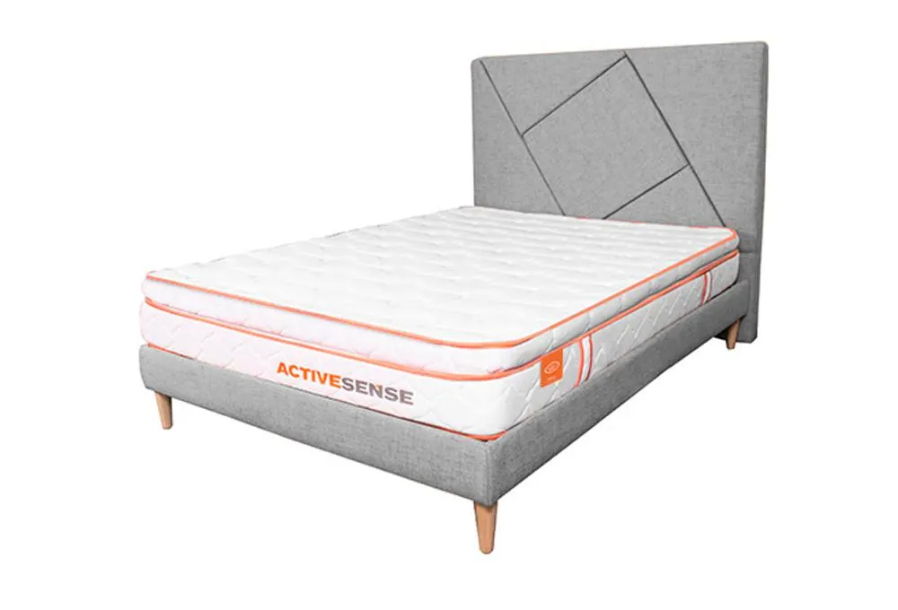 Combo Colchón Active Pantom + Cabecero + Base Cama Gris