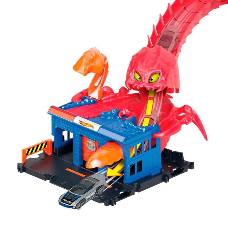 Pista Némesis Escorpión City Hot Wheels, Incluye 1 vehículo Hotw heels, compatible con otras pistas de Hotw heels city. (A partir de 4 años)