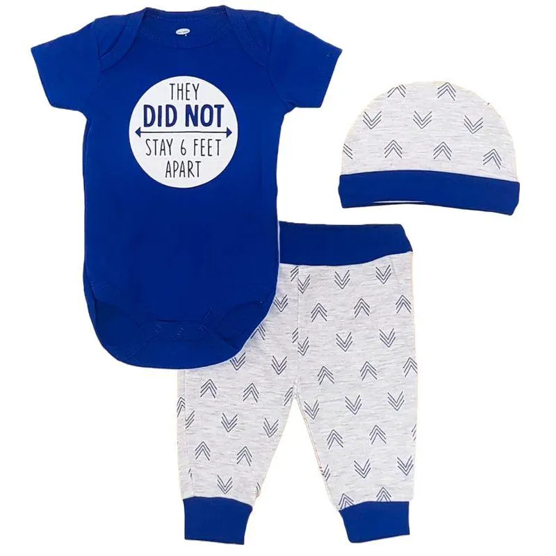 Conjunto Body Pantalón + Gorro Bebé Niño Talla 0-3M