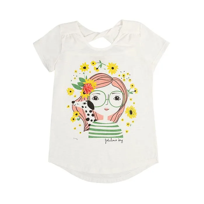 Camiseta Viole marfil manga corta para niña