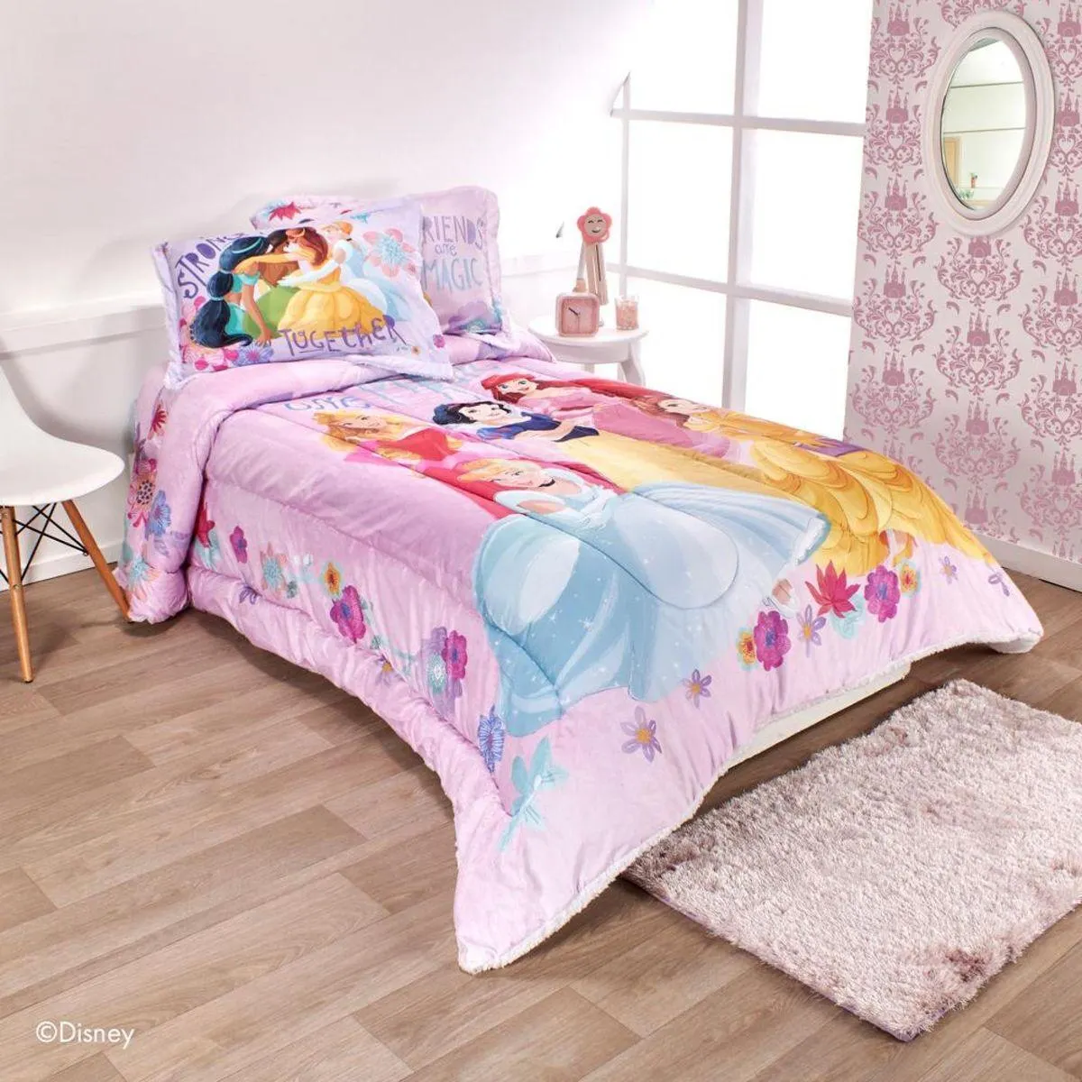 Edredón microfibra ovejero estampación digital panel Princesas magic