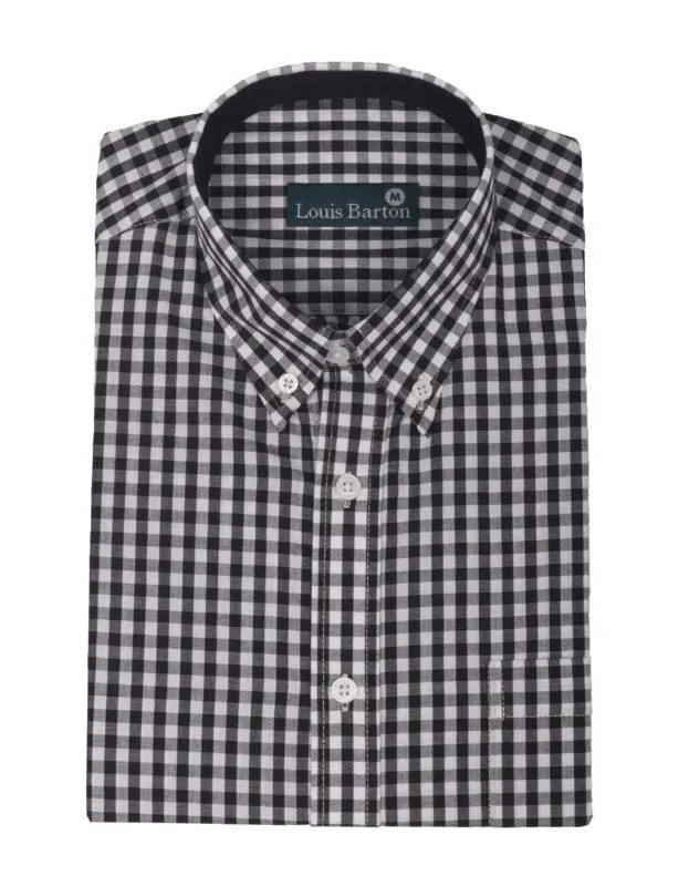 Camisa Manga Corta Cuadros Medianos Blanco y Negro – Moldería informal