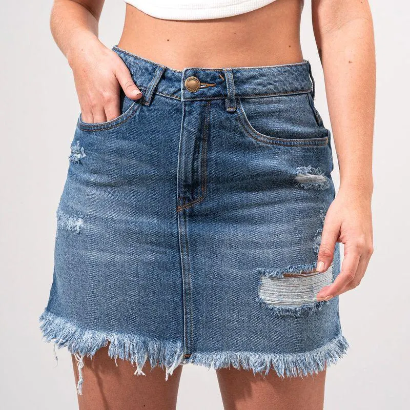 Falda Ajustada Talle Alto Teja