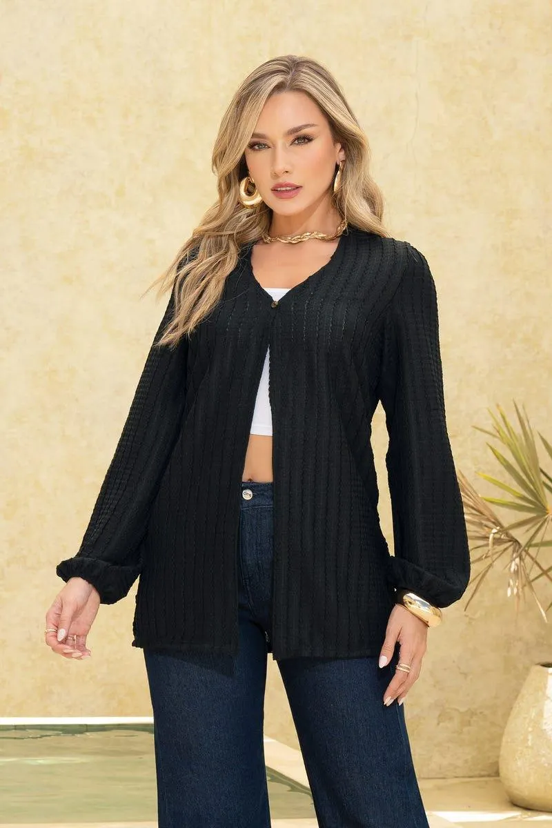 CARDIGAN MANGA LARGA Negro