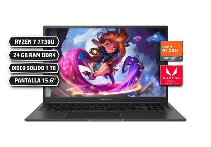 ASUS VIVOBOOK 15X, M3504YA, AMD RYZEN 7 7730U, RAM 24GB DDR4 , DISCO SOLIDO 1TB, PANTALLA 15,6 pulgadas FHD