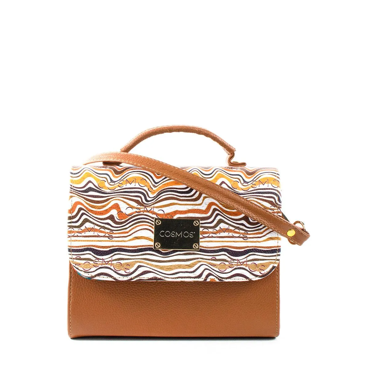 Bolso tipo bandolera color tabaco estampado, para dama