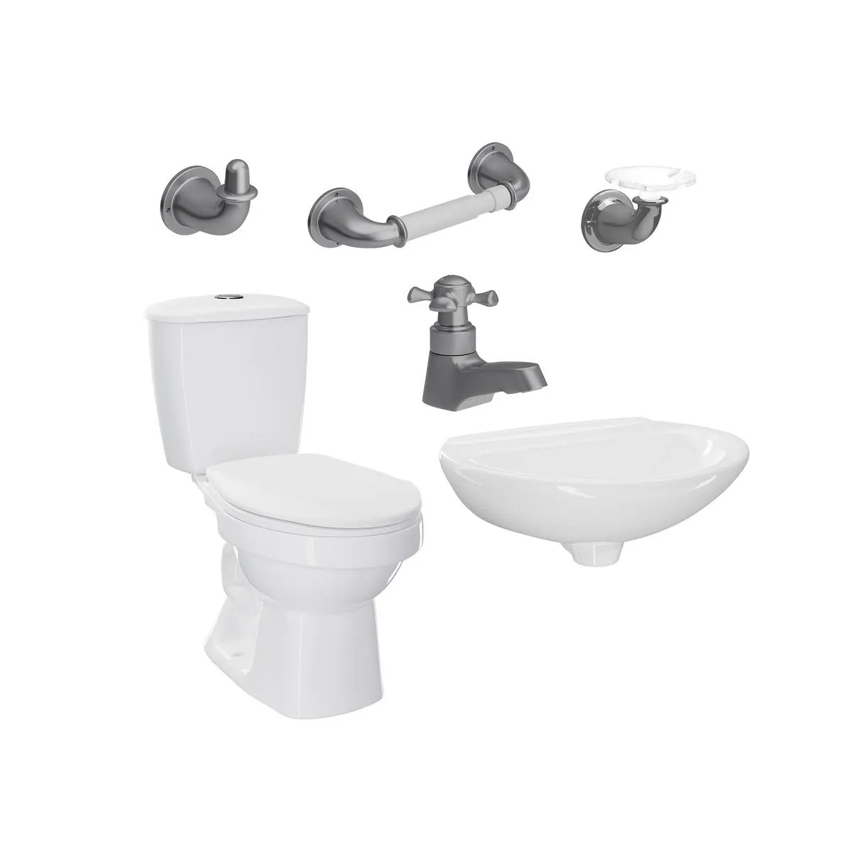 Combo Laguna 4.8 Blanco con grifería y accesorios grises de edición especial