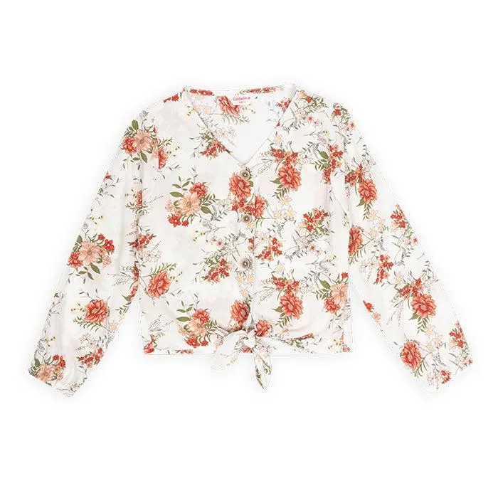 Blusa flores manga larga para niña