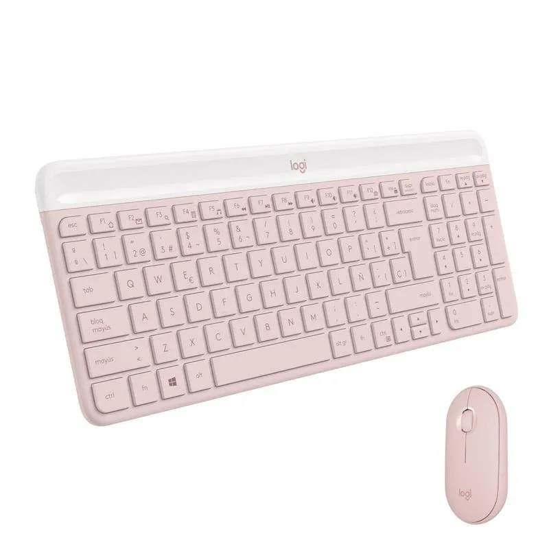 Combo Inalámbrico Slim Teclado Y Mouse Logitech Mk470 Rosa