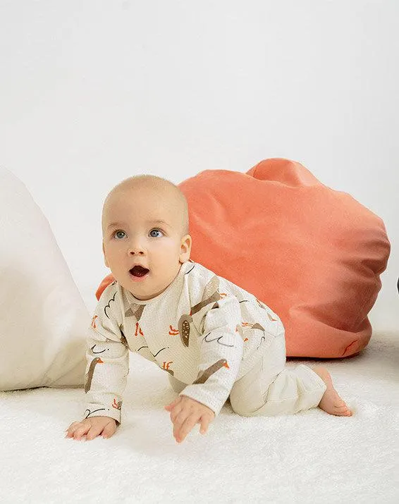 conjunto camiseta + pantalón fekiq beige estampado 6-9m