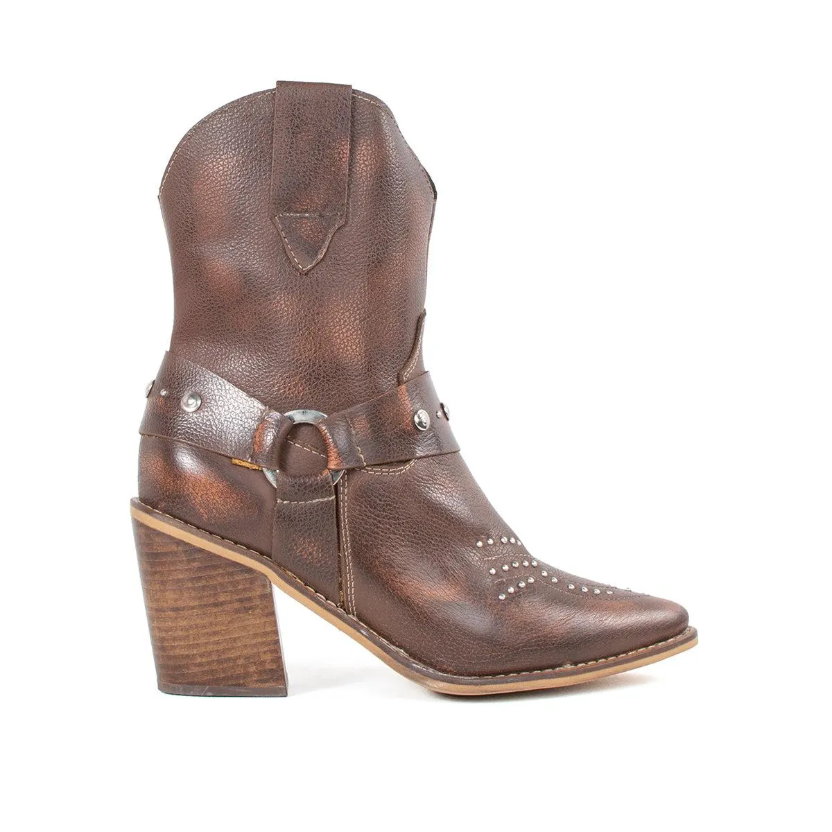 Botas texanas de cuero caña media color miel