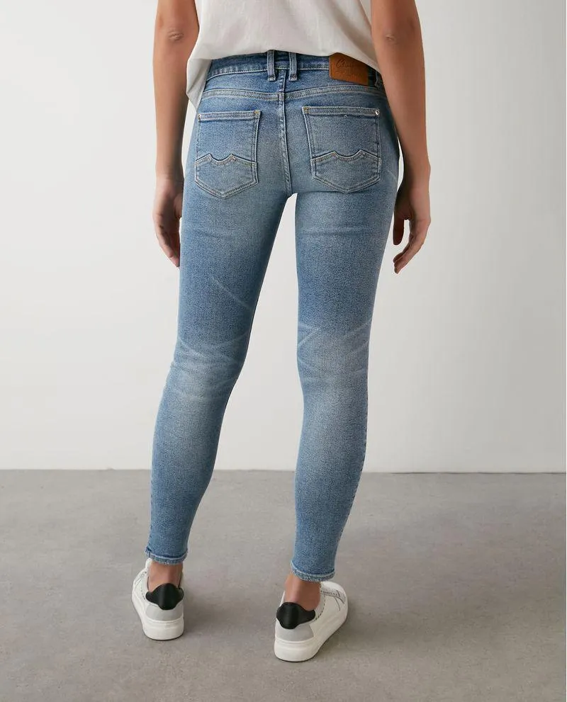 Jean de Mujer Low Rise, Rusty, Bota Skinny - Azul Claro + rotos