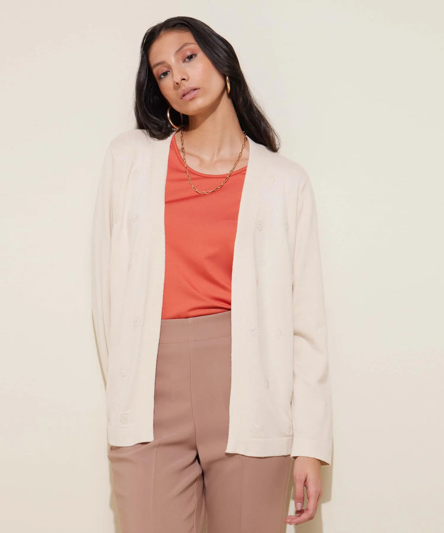 Saco Manga Larga Con Apliques