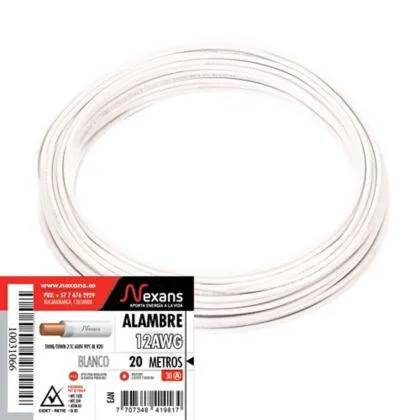 Alambre De Cobre #12 Blanco 20M