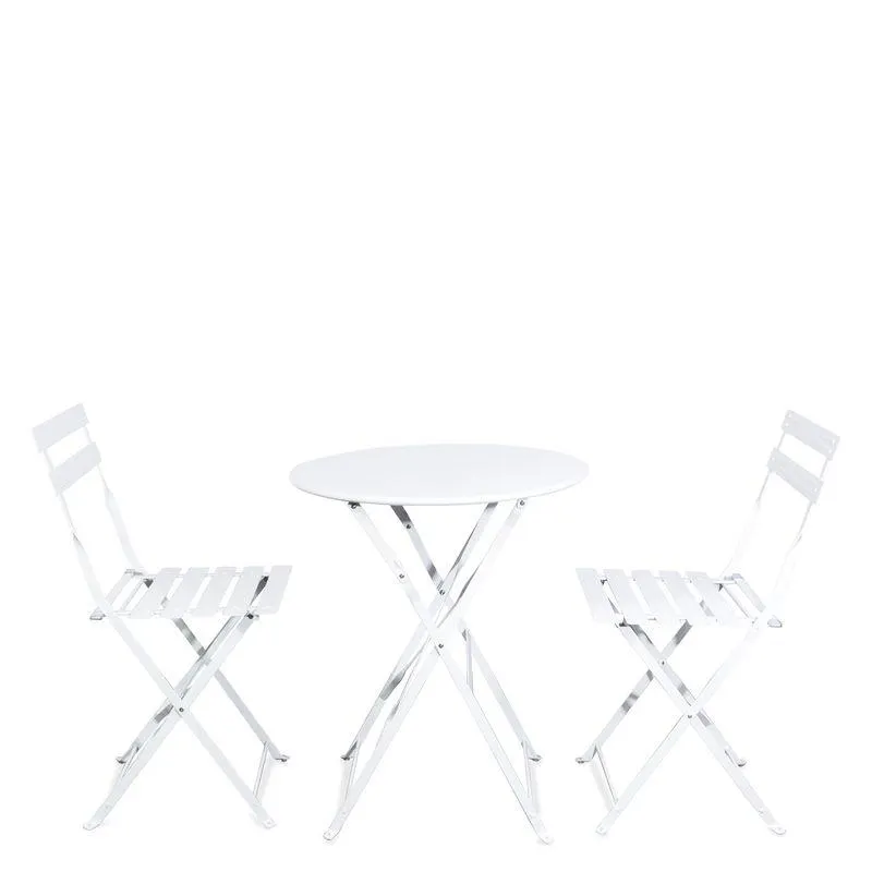 Set comedor metal bistro blanco 70x60x60
