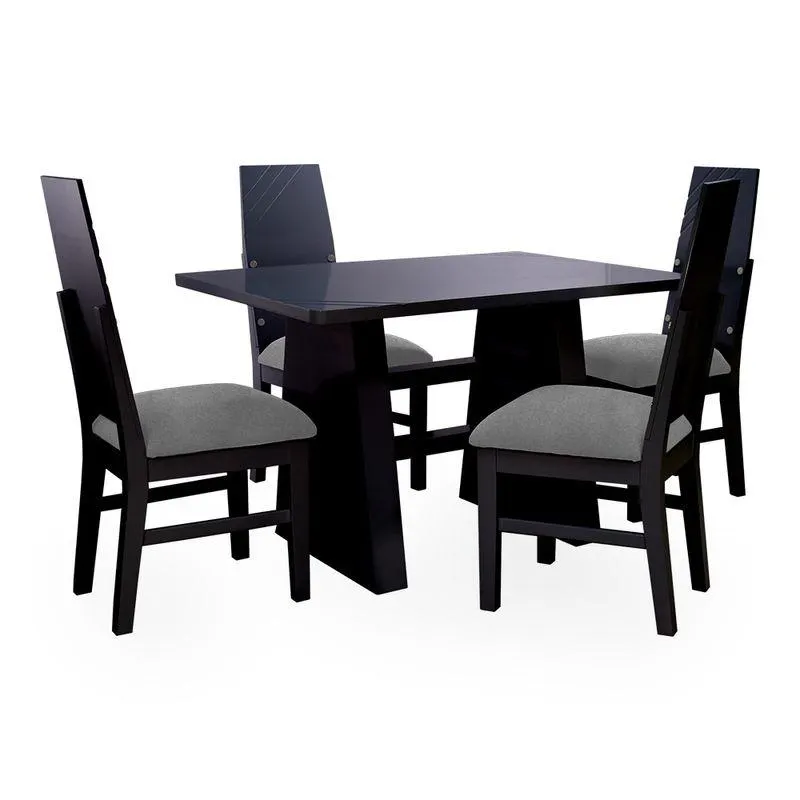 COMEDOR IBG BOSTON 4 PUESTOS NEGRO GRIS