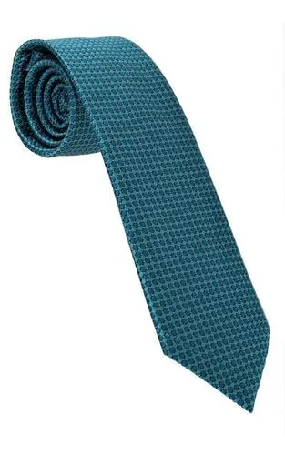 Corbata Semipitillo En Poliester Color Aguamarina Bordado Circular