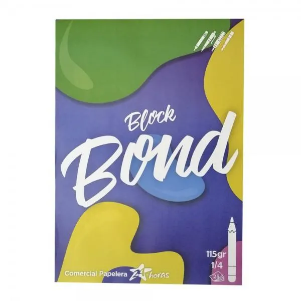 Block Comercial Papelera 1/4 Papel Bond 115gr x25hjs