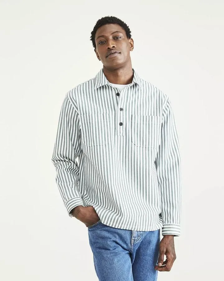 Camisas Dockers Popover Shirt,Relaxed Fit Hombre Verde | RGJTV2701