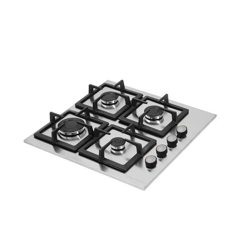 Estufa de empotrar en acero inoxidable de cuatro puestos de 52cm gas natural