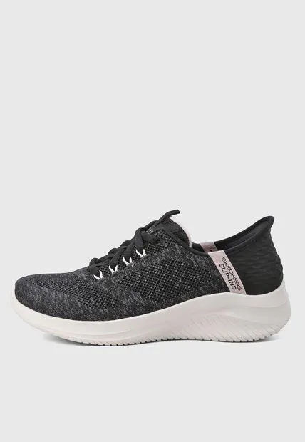 Tenis Running Negro-Marfil-Rosa SKECHERS Slip-Ins: Ultra Flex 3.0