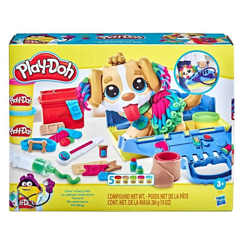 Veterinario Play Doh, incluye ( maquina + 10 accesorios + 5 tarros plastilina) apartir 6 años
