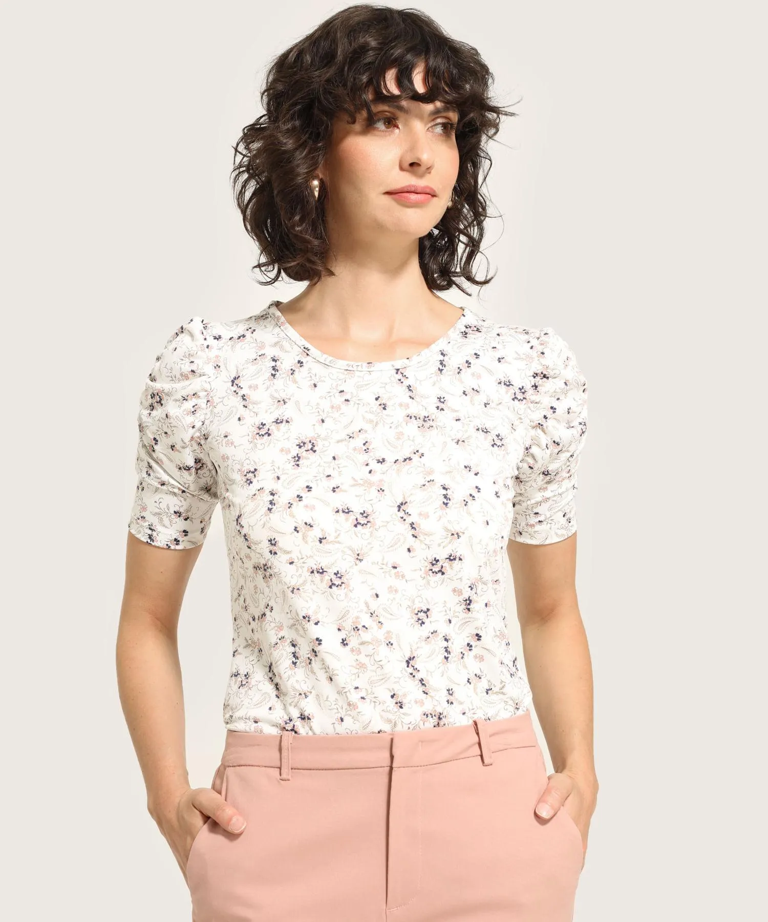 Camiseta Estampada Con Ruche