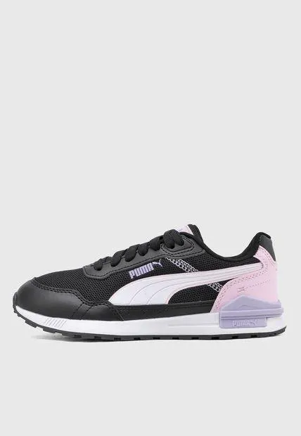 Tenis Lifestyle Negro-Blanco-Rosa-Lila PUMA Graviton Mega