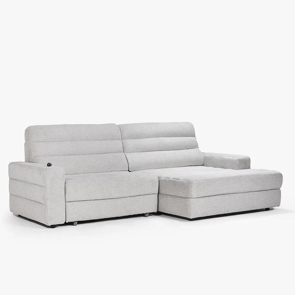 Sofá En L Electrico Nova Derecho Gris Claro