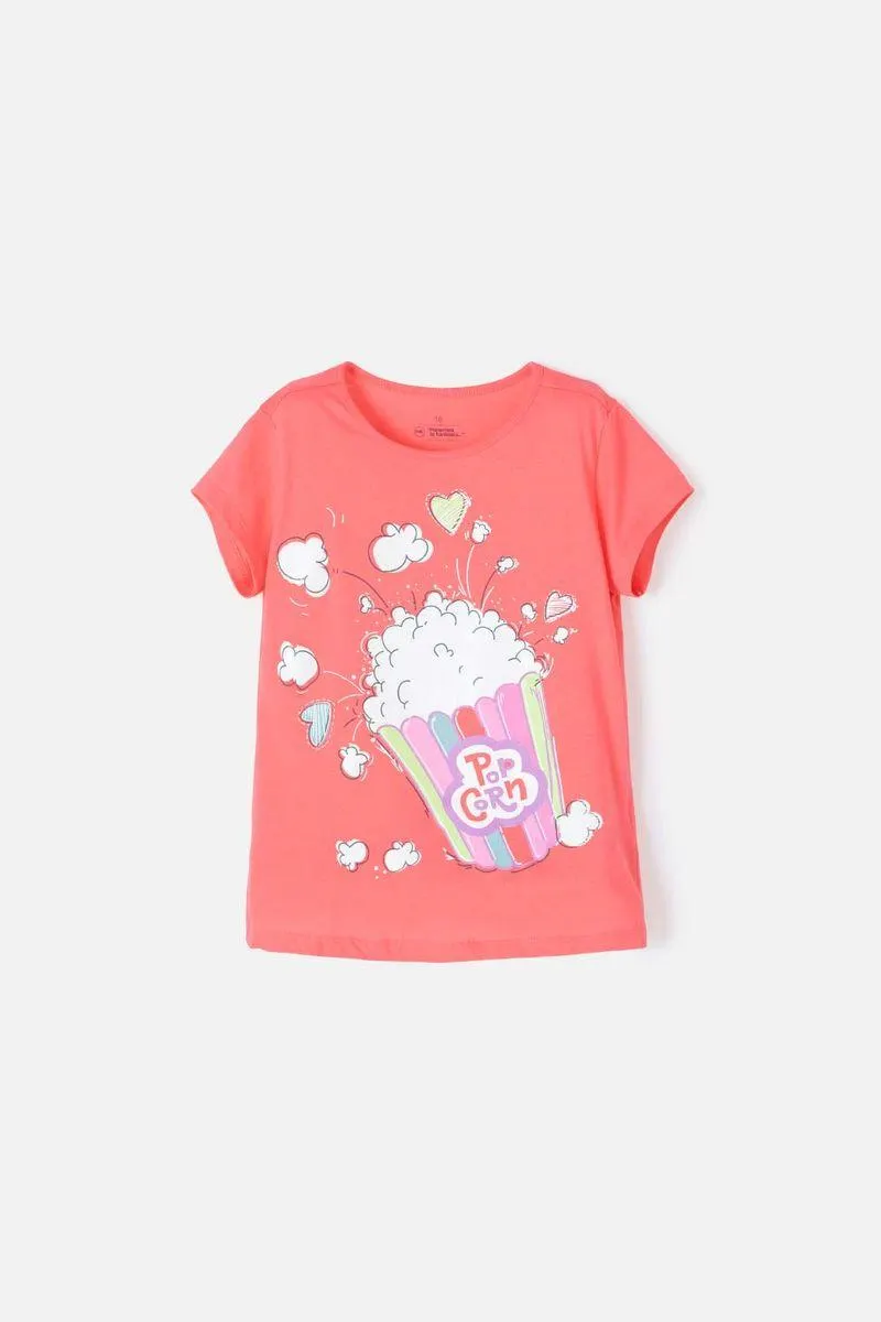 Camiseta de Mic manga corta rosada para niña