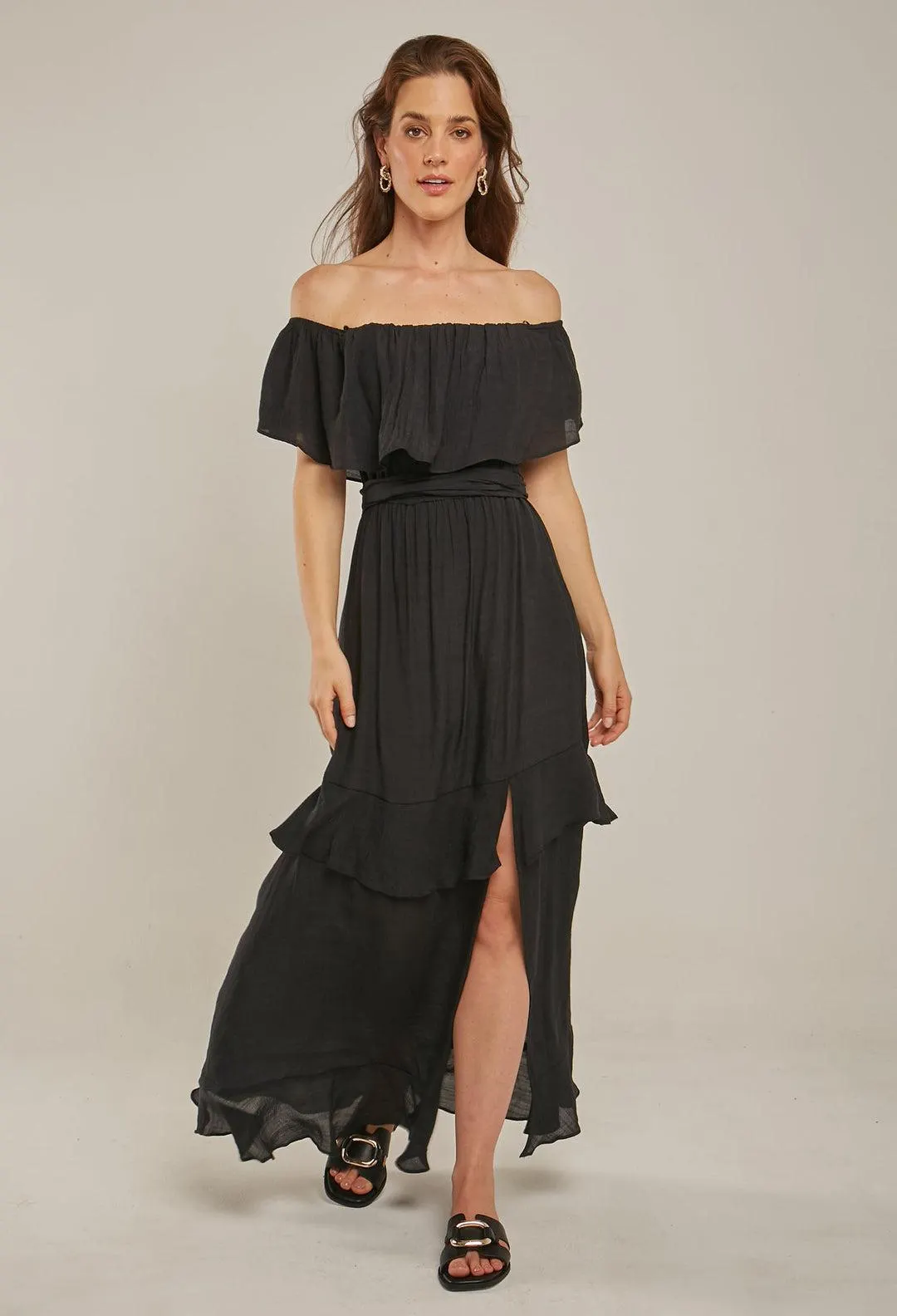 Vestido Midi Hombros Descubiertos Mujer- SALE