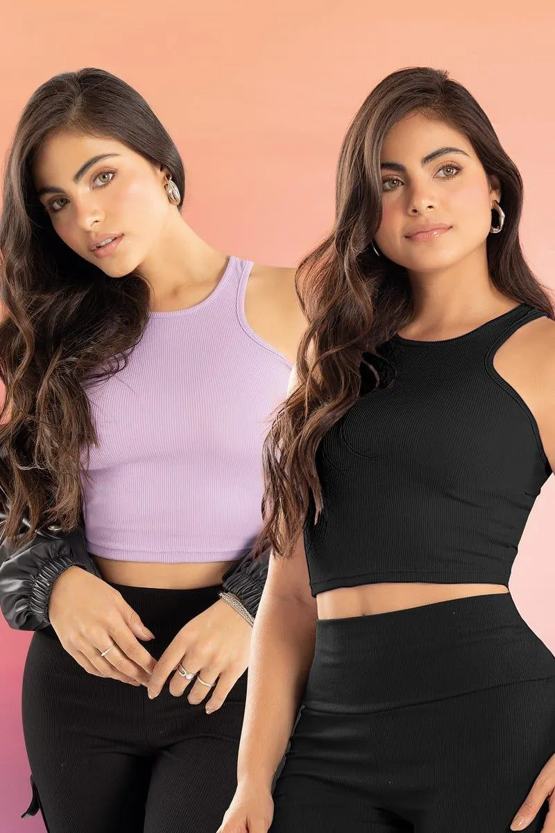 CROP TOP X 2 MANGA SISA Multicolor