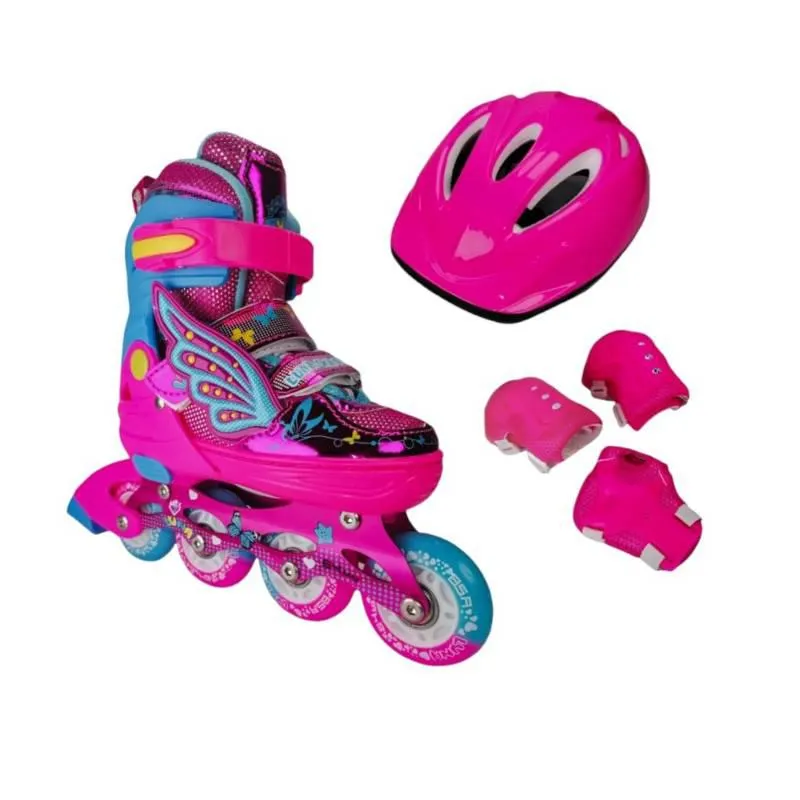 Patines Semiprofesionales Kit Luna Con Luz Y Protecciones S