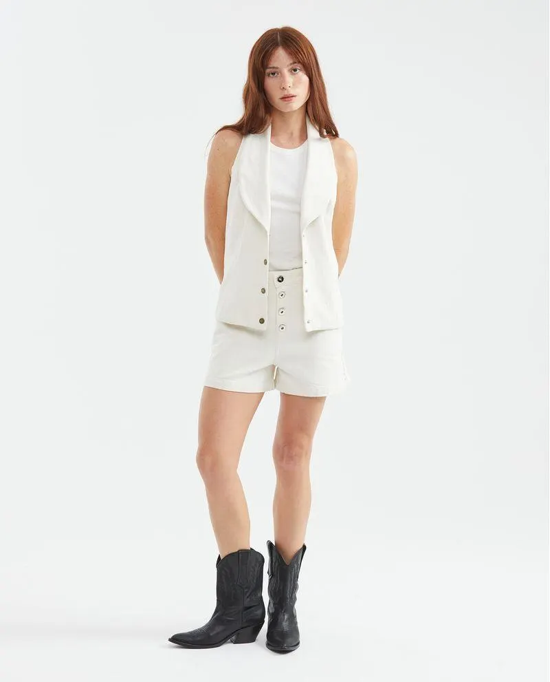 Short de Mujer, Silueta Línea A, Tiro Alto - Detalle Mini Taches