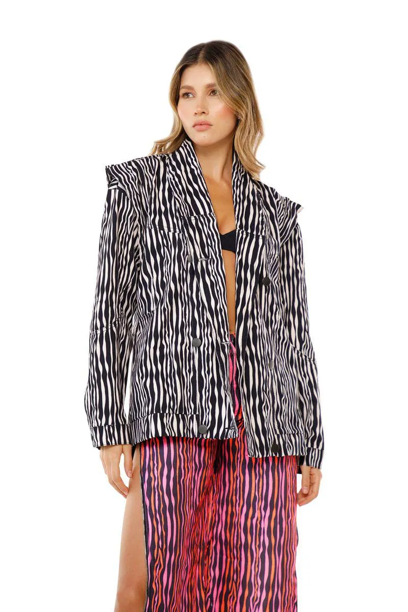 Chaqueta Zebra Negro para mujer Malfi