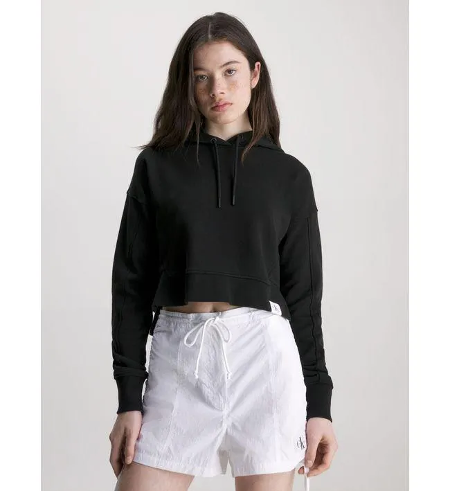 Saco Negro Con Gorro Cropped Holgada