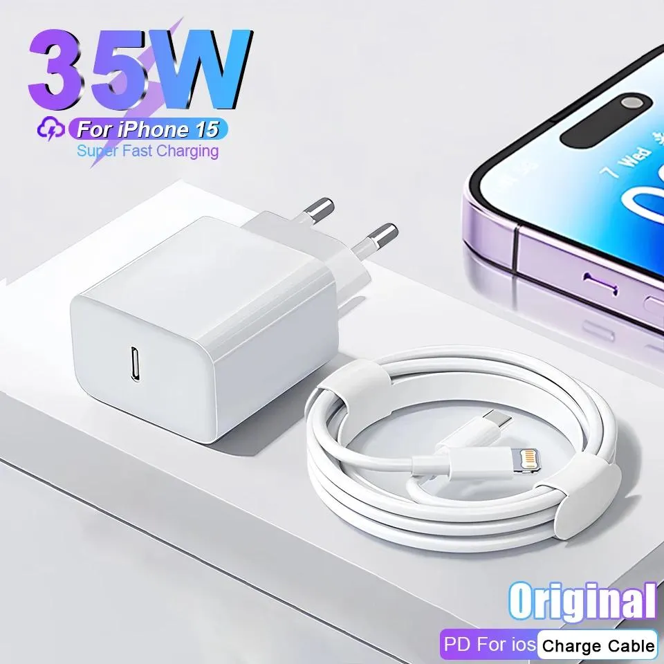 Original PD 35W Fast Charger For iPhone 15 14 11 13 12 Pro Max Plus USB C Cable Fast Charging Type-C Date 1 M Cables Accessorie