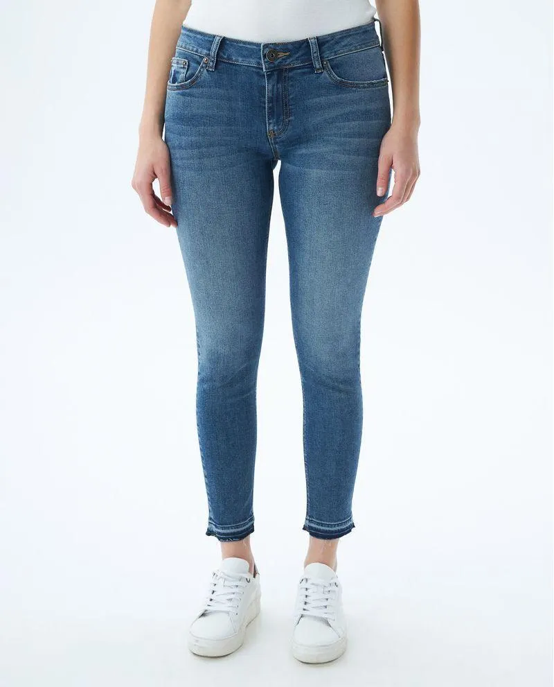 Jean de Mujer Low Rise, Rusty, Bota Skinny - Azul Medio